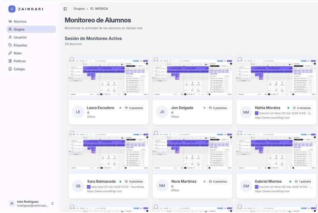 Funcionalidad de Zaindari4Schools: Actuar en el momento justo